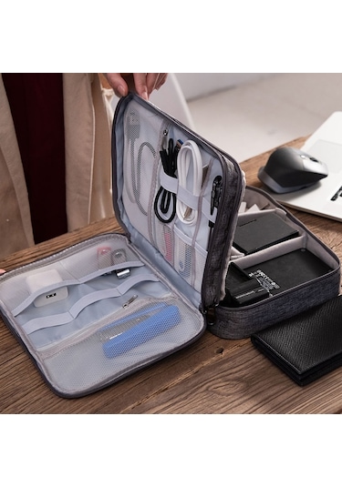 Sones 5 İnç Çok İşlevli Elektronik Dijital Kulaklık Güç Kablosu Saklama Çantası Lake Blue