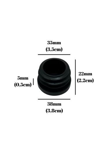 Yuvarlak Demir Profil İç Tapa Geçme Plastik Ayak Geçme Koruma Plastiği 38mm 8 Adet Siyah Siyah