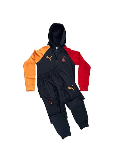 Kısmet Sepeti Siyah Kapüşonlu Rüzgar Geçirmez Kumaş İçi İnce Pamuk Kaplı Sarı Kırmızı Nakış İşlemeli Çocuk Eşofman Takımı Sarı - Kırmızı -siyah