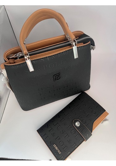 Just Polo Kadın Ayarlanabilir Askılı El Ve Omuz Çantası Ve Cüzdan Kombini Ozt4019-ozt1001 Sıyah Taba Siyah - Taba