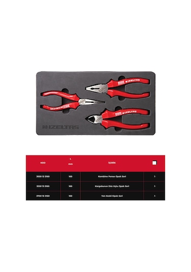 İzeltaş 3020 Opak Pense Yankeski Kargaburun Seti 160 MM 3 Parça - 3020002003