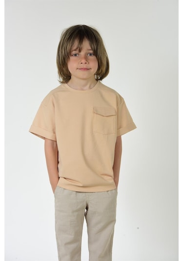 Luess Erkek Çocuk Somon Cepli Robalı Tshirt-somon Somon