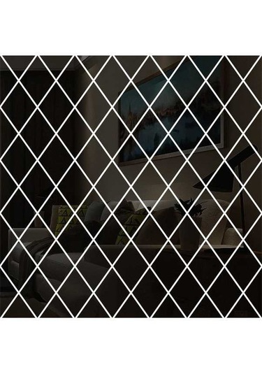 Novahub Eşkenar Dörtgen Akrilik Ayna, Siyah Orta Dekoratif Çıkartmalar Diğer