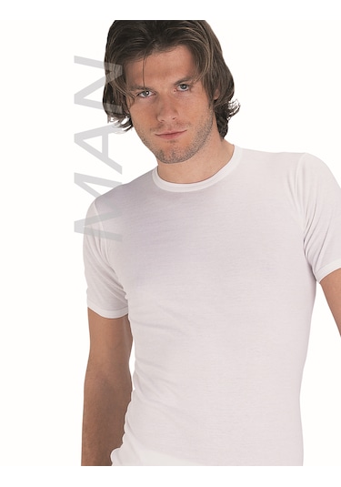 Erkek Beyaz Ribana Yarım Kol Atlet % 100 Pamuklu Fanila 3 Lü Paket 113-3b Beyaz