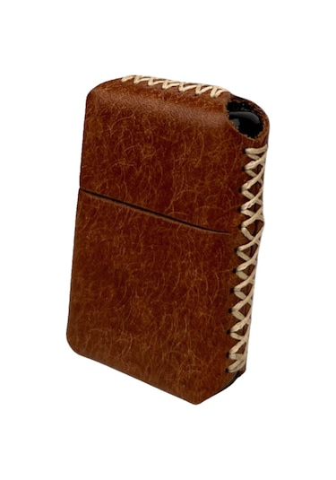 Handmade El Yapımı Hakiki Deri Zippo Modeli Çakmak Kahverengi