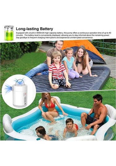 Didadodo Taşınabilir Şişirme Pompası - 3 Nozullu, 3 Modlu Led Işıklı, 4000mah Pil İle Havuz Yatak Ve Şişme Oyuncağa Uygun, Küçük Boyutlu Tasarım