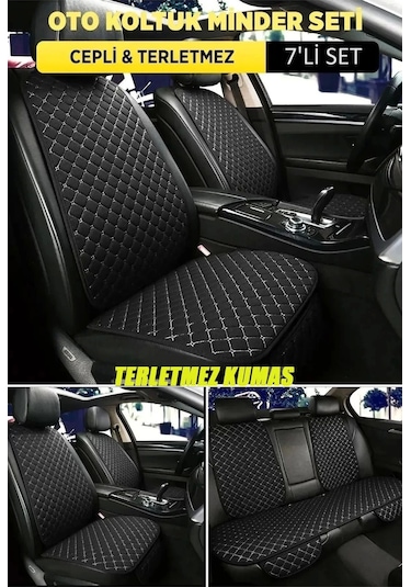 Hyundai Coupe Terletmez Kumaş Minterletmez Kumaş 7 Parça Full Takım Siyah-beyaz