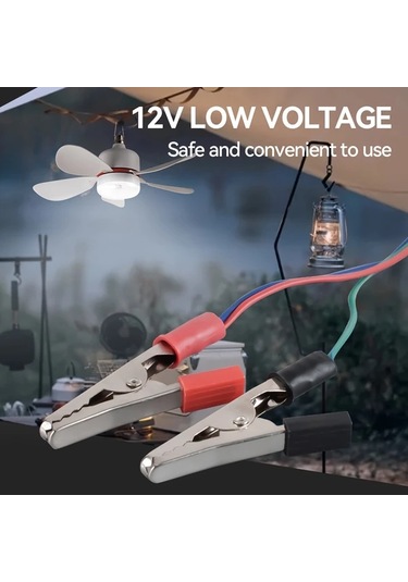 Xuweiwei 12v Düşük Voltajlı Vantilatör Işık 1 Adet Taşınabilir Fan Işığı Kamp Pazar Standı Avlu Balkon Yatak Oturma Odası İçin