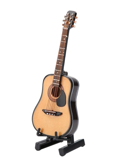 Kangvka Ahşap Mini Gitar Modeli, Canlı Görünüm, Dekoratif Masa Süsü, Hediyelik Kutulu 10cm