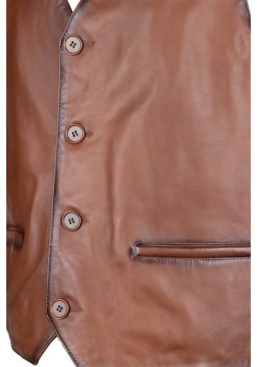 Tamer Tanca Erkek Hakiki Deri Taba Yelek Deri Mont 1042 Y03 Erk Derı Yelek Sk24/25 Taba Zıg Taba