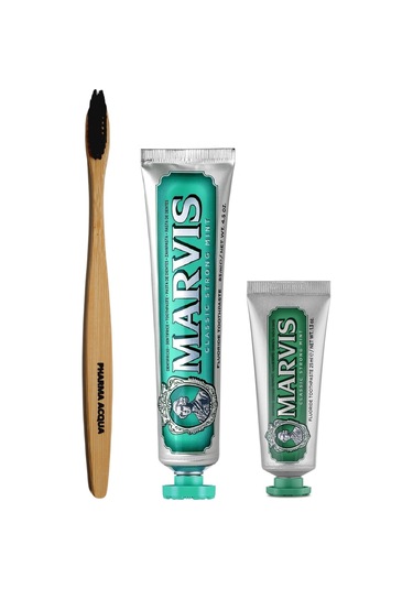 Pharma Acqua Bambu Diş Fırçası + Marvis Klasik Extra Nane 2'li 85