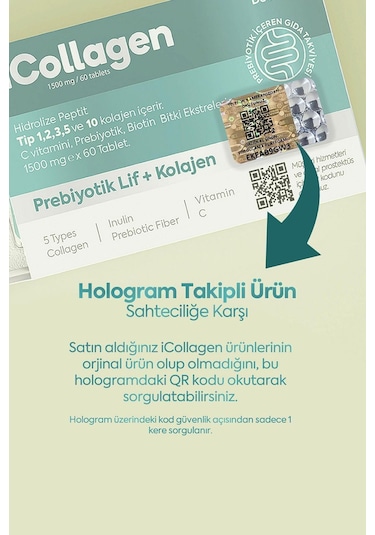 iCollagen Kolajen ve Probiyotik Takviye Edici Gıda 60 Tablet