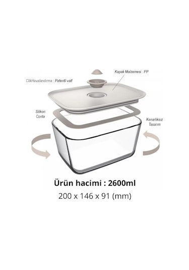 0128 D-neofcl138 Fıka Clık Dıkdortgen Saklama Kabı 1380 Ml Bej