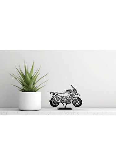 3d Yazıcı Üretimi Macera Motosikleti Masa Dekoru 20cm Siyah
