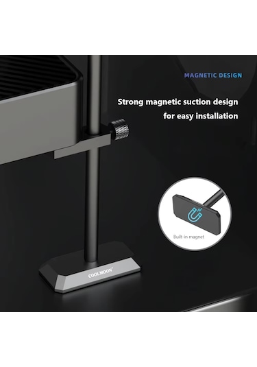 Sones Coolmoon Gh195 Masaüstü Bilgisayar Dikey Monte Edilen Grafik Kartı Koruma Rafı Metal Çubuk Manyetik Destek Braketi, Renk: Gümüş