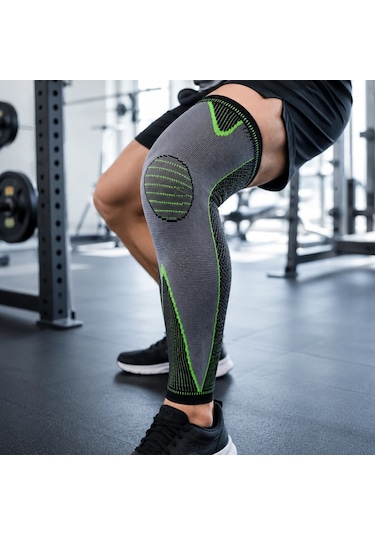 Ergonomik Uzun Spor Dizliği Esnek Kumaşlı Tam Boy Kompresyon Desteği