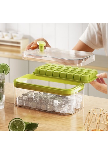 Samdoo Ev İçin 64 Hücreli Dondurma Kalıbı - Süt Beyazı, Gıda Grubu Materyal, Tek Tuşla Buz Çıkarma, Buz Kaşığı Hediyeli, Kokusuz, Pratik Kullanım Çok Renkli