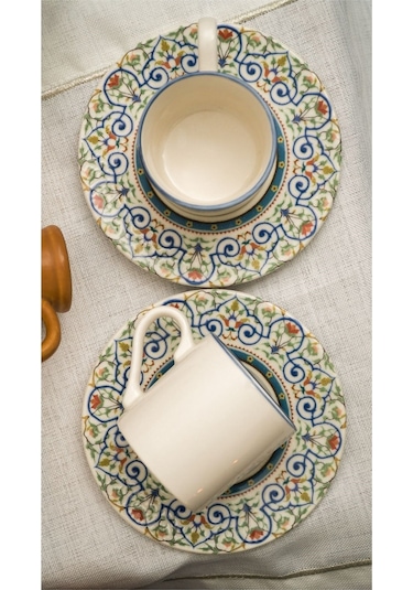 Saraylı 4 Parça 2 Kişilik Porselen Kahve Takımı 100 ml