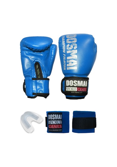 Dosmai Esquize Boks Eldiveni Boks Dişlik Boks Bandaj Seti Mavi