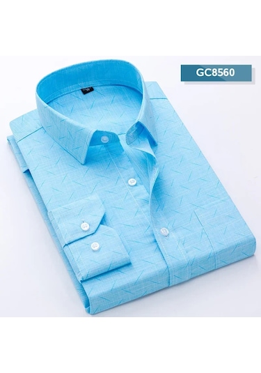 Snapbuy 2024 Erkek Slim Fit Baskılı Gömlek Uzun Kollu Rahat İş Elbisekahverengi Kahverengi