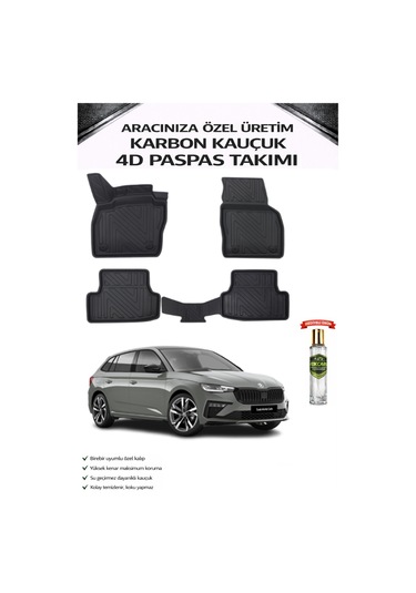 Skoda Scala 2020 Model Aracınıza Özel Karbon Kauçuk Paspas Takımı