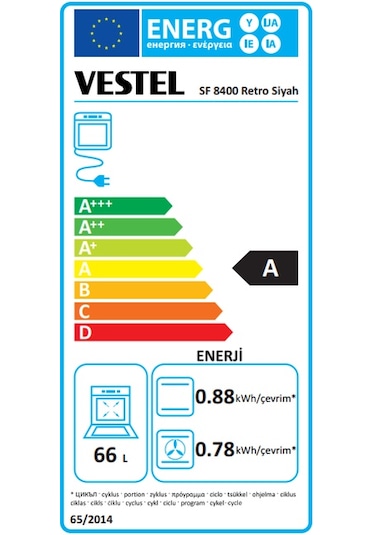 Vestel SF 8400 Retro 66 LT Ocaklı Solo Fırın Siyah