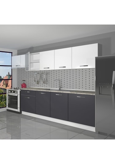 Decoraktiv Smart 280 Mdf Hazır Mutfak Dolabı - Tezgah Dahil - Antrasit Beyaz Antrasit - Beyaz Decoraktiv Smart 280 Mdf Hazır Mutfak Dolabı - Tezgah Dahil - Antrasit Beyaz Antrasit - Beyaz