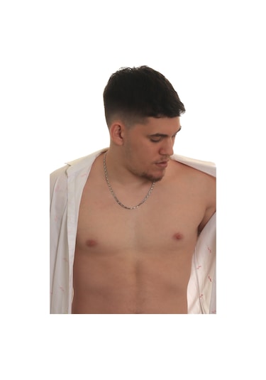 Labalaba Erkek Balık Gözü Model Çelik Zincir Kolye Gümüş