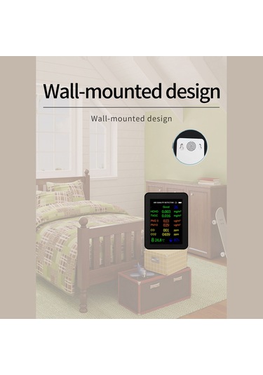 Taşınabilir Hava Kalitesi Ölçer 9in1 Pm2.5 Pm10 Co Siyah