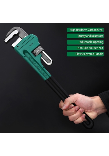 Symbee 8 İnç Endüstriyel Ve Ev Tipi Sert Çelik Boru Anahtarı, Yeşil + Siyah, Pratik Ve Ayarlanabilir