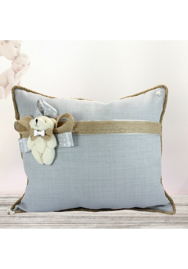 Süslebabypartystore Ayıcıklı Takı Yastığı, Gri - Jüt Gri