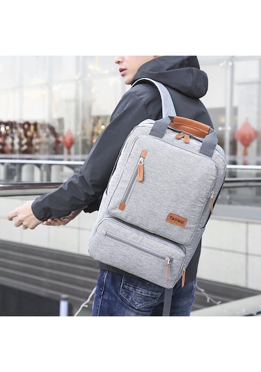 Taoleqi T608 Laptop Notebook Sırt Çantası Açık Gri
