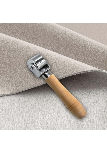 Besthome1 Suntek Deri Rulo Ahşap Saplı Kırma Aracı 2,5cm Leathercraft El Sanatı İpuçları Gümüş