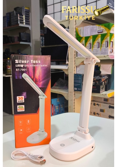 Silver Toss St-7901 30 Smd Led Şarj Edilebilir Ayarlanabilir Masa Lambası Beyaz