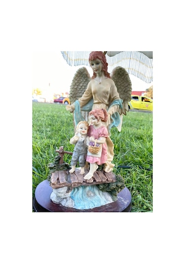 Melek Figürlü Antika Abajur 65 CM Hafif Kusurlu