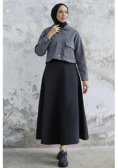 Kısa Cepli Kaşe Mont Gri