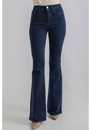 Lavajeans Kadın Ispanyol Paça Yüksekbel Likrali Jeans Mavi