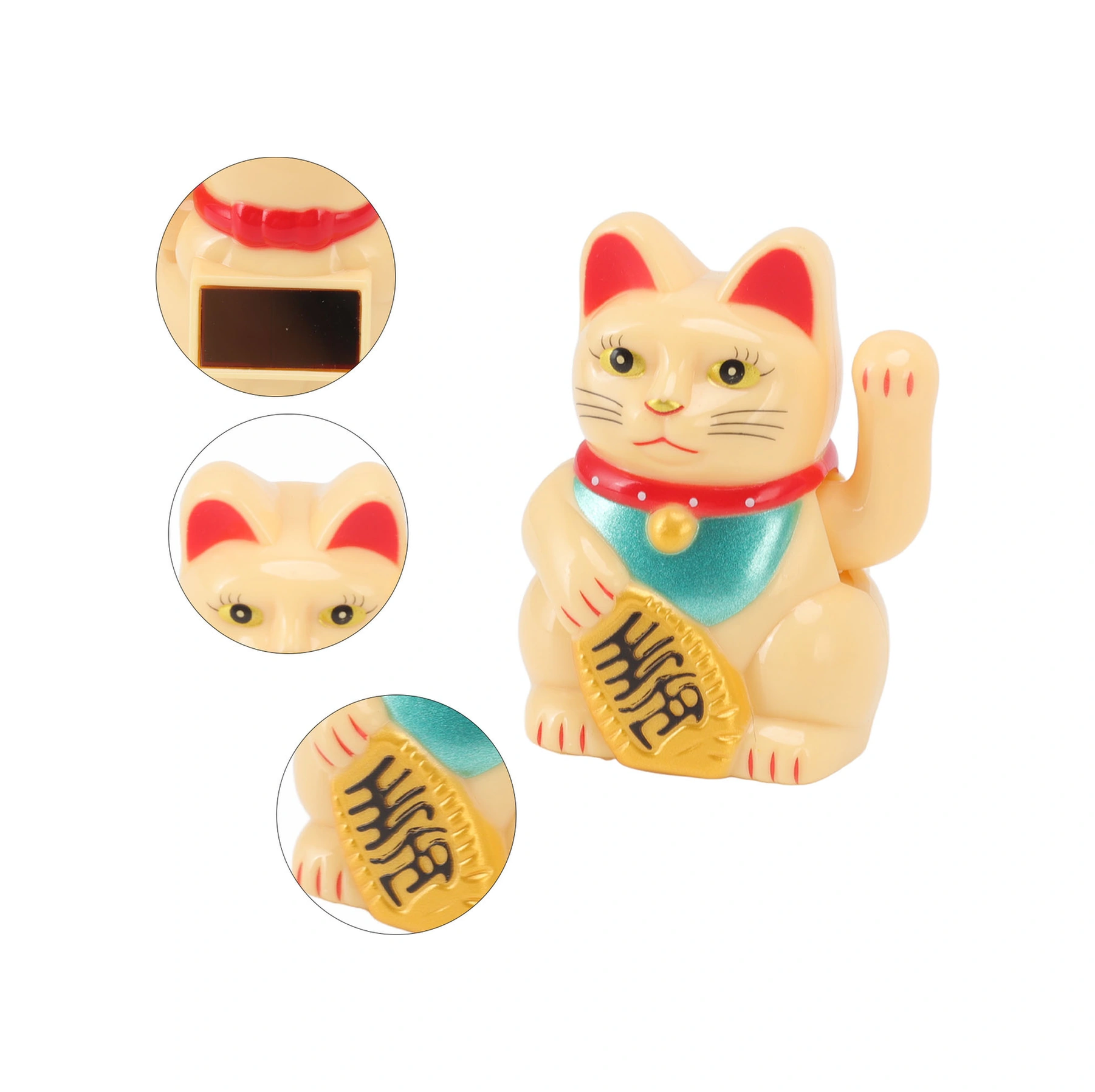 Konesam Güneş Enerjili Otomatik Ellik Kopya Kedi Dekorasyonu - Ev Ofis Araba Için Şans Ve Servet Simgesi Plastik Süs 2 İnç