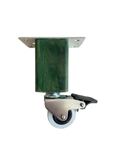 Kale Ahşap Tekerli Ayak Mobilya Masa Ve Dolap Tekerli Ayağı Frenli 12cm Yeşil 2 Adet Kayın Yeşil