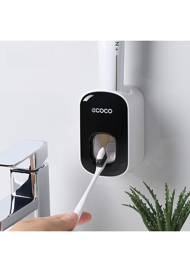 Springsun Otomatik Macun Sıkıcı Duvar Tipi, Delme Yok Kurulum, Ev Bathroom Organizer Seti Siyah-beyaz Diğer