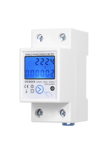 Maiyame Dds668 Model Akıllı Işıklandırmalı Sayfalı Enerji Sayaç, Ac 230v Tek Fazlı Ray Tipi, Sıfırlama Fonksiyonu, 5-80a, Avrupa Standartı