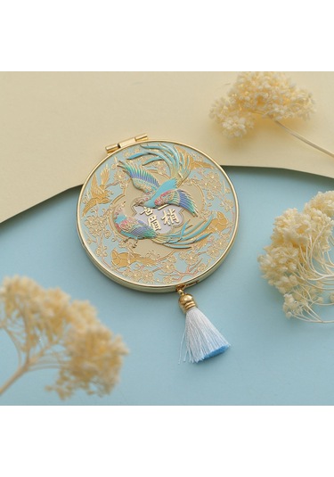 Suntek Seyahat Makyaj Aynası Yuvarlak Yaratıcı Kozmetik Çanta Mavi