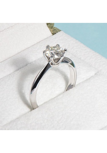 Yeşil Bague Ringen 1.0 Karat D Renk Mozanit Alyans Kadınlar Için En Kaliteli 18 K Beyaz Altın Renk 925 Ayar Gümüş Takı