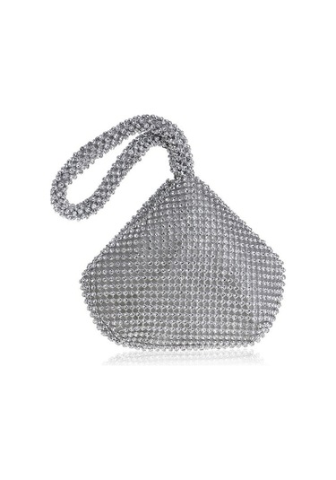 Wondernest Kadın Moda Gümüş Parlatan Ziyafet Partisi Elmas Çanta Gümüş