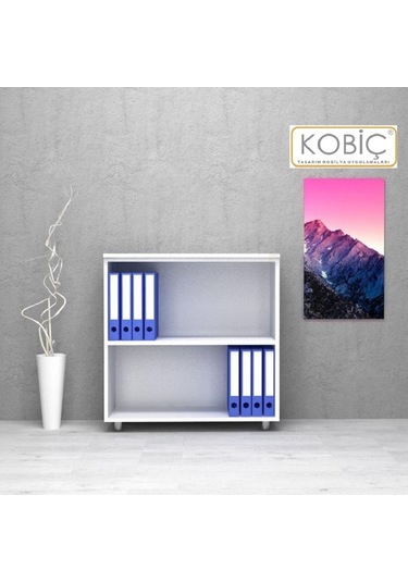 Kobiç Ofis Dosya Dolabı Raflı Suntalam Dolap 80x35x80 Cm Beyaz Beyaz