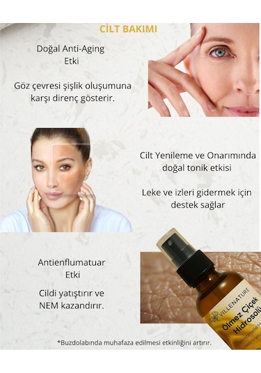 Villenature Ölmez Çiçek Hidrosolü Immortelle Hydrosol Helichrysum Italicum 100 ML