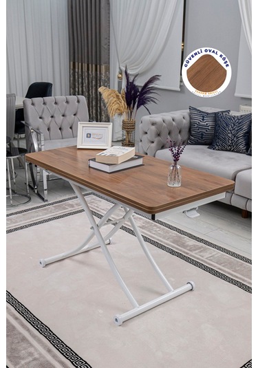 Juppo Üst Tabla Mdf Ceviz Oval Köşe Alt Beyaz İçe K