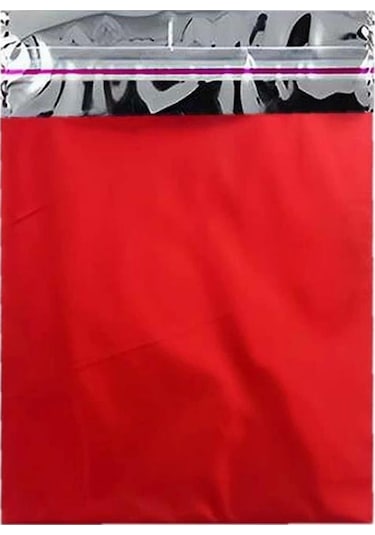25x35 Cm Kırmızı Renk Bantlı Lüks Metalize Hediyelik Poşet 50 Adet