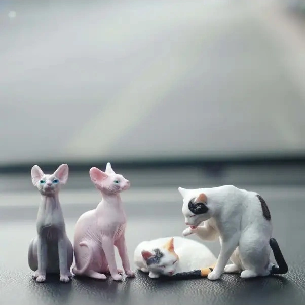 Trendooze Güneşli022 1/12 Ölçekli Yalayan Kedi Heykeli, Masüstü Dekor Sevimli Sfenks Kedi Figürü