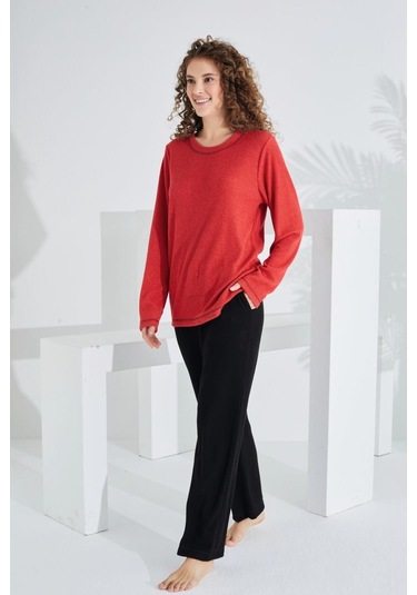 Etoile 98405 Kadın %100 Pamuk Pijama Takımı Kırmızı Çok Renkli